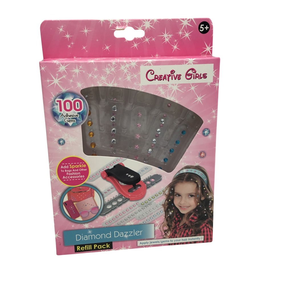 Creative Girls Diamond Dazzler Refill Pack 100 Adhesive Gems Hair Fashion
